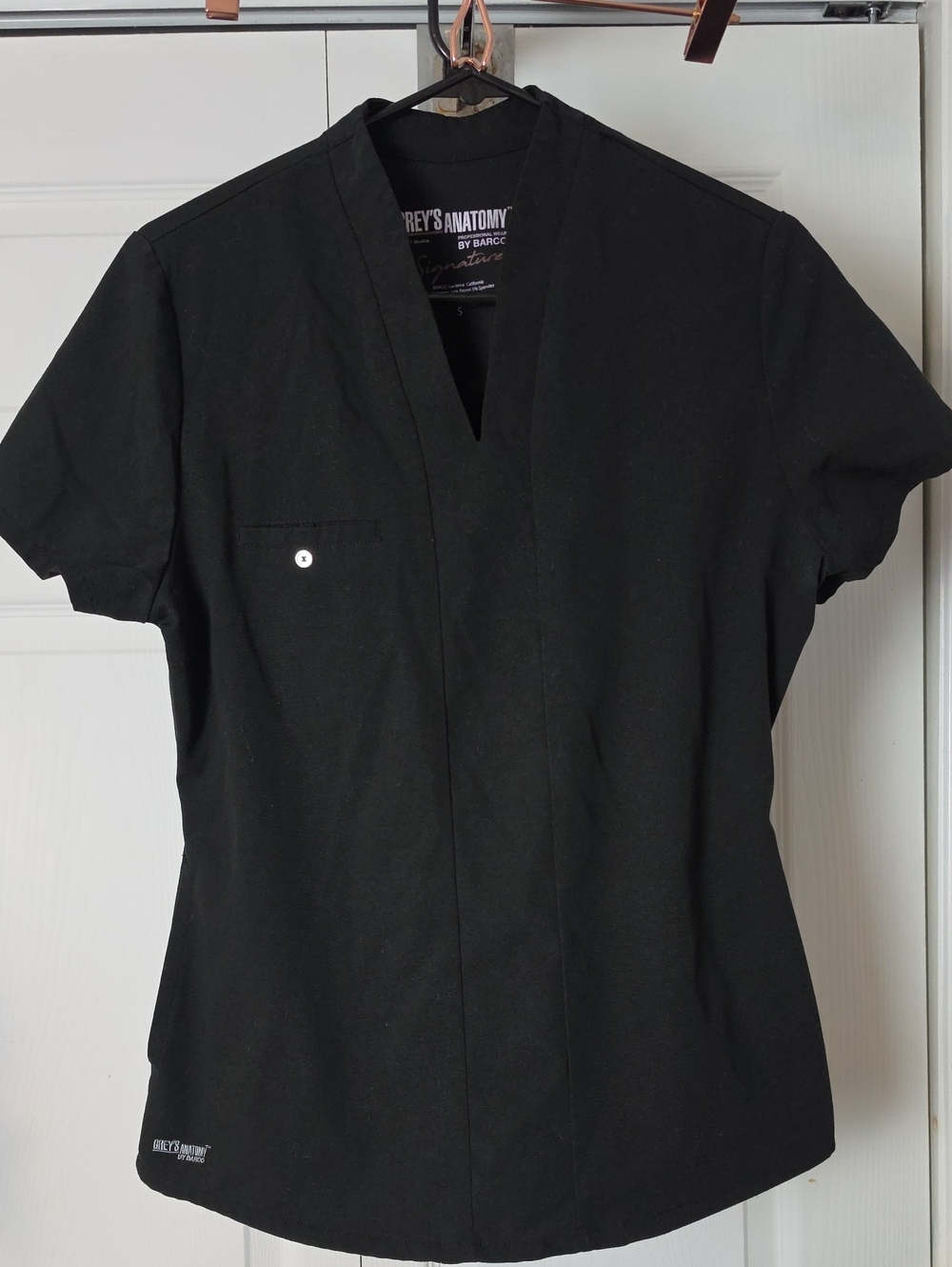 Grey's Anatomy Black V-Neck Short Sleeve Medical Tunic